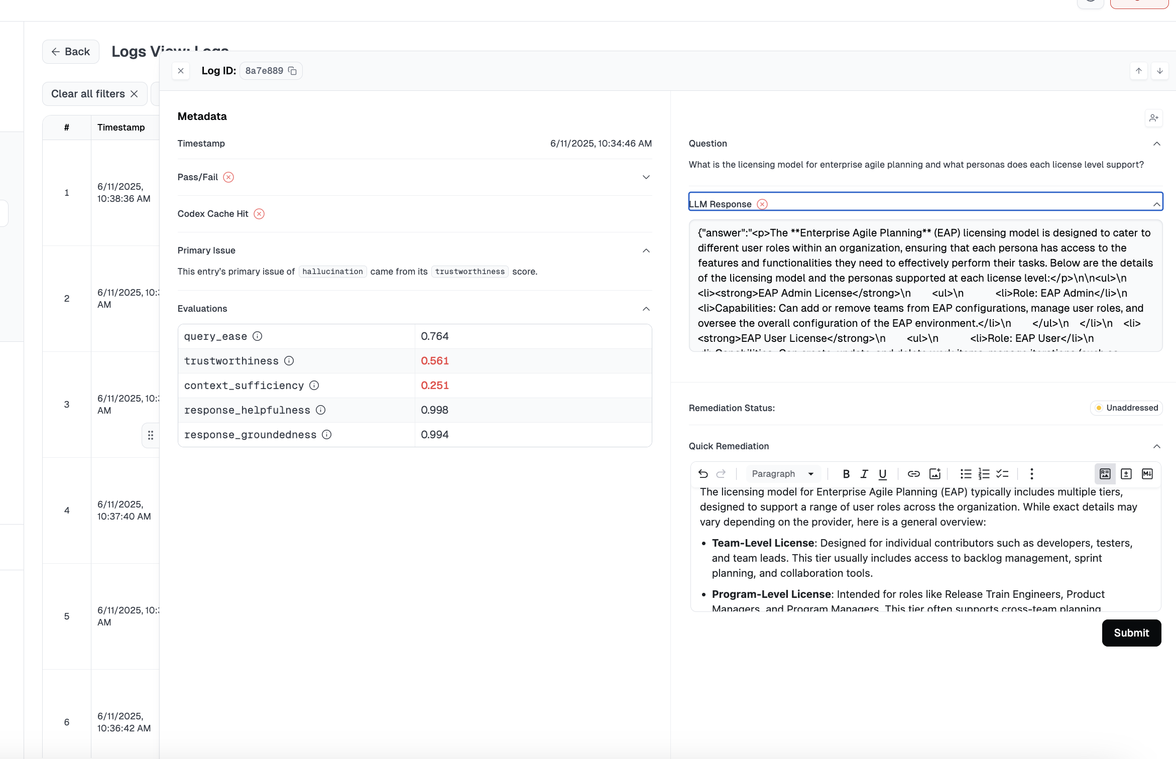 Quick Remediate Interface